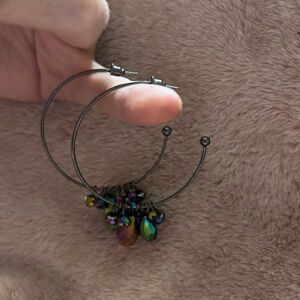 Colorful Beaded Hoop Earrings